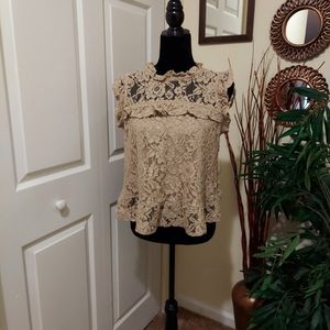 Tan Stretch Lace Top